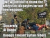 al qaeda thank american people for weapons