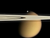 saturn and its orbiting moons