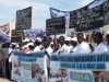 demonstrating ghanaian workers