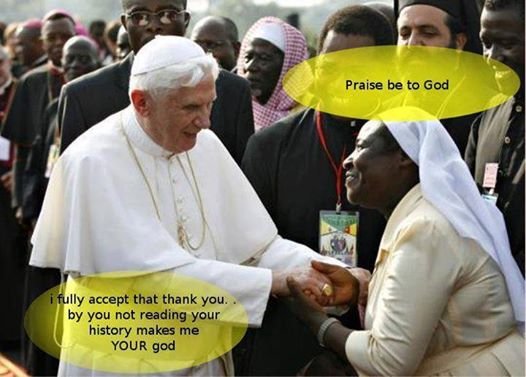 african woman thanking pope